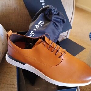 Wolf & Shepard ~ Never Worn.    Tan and White Oxfords with Minimalist Design
